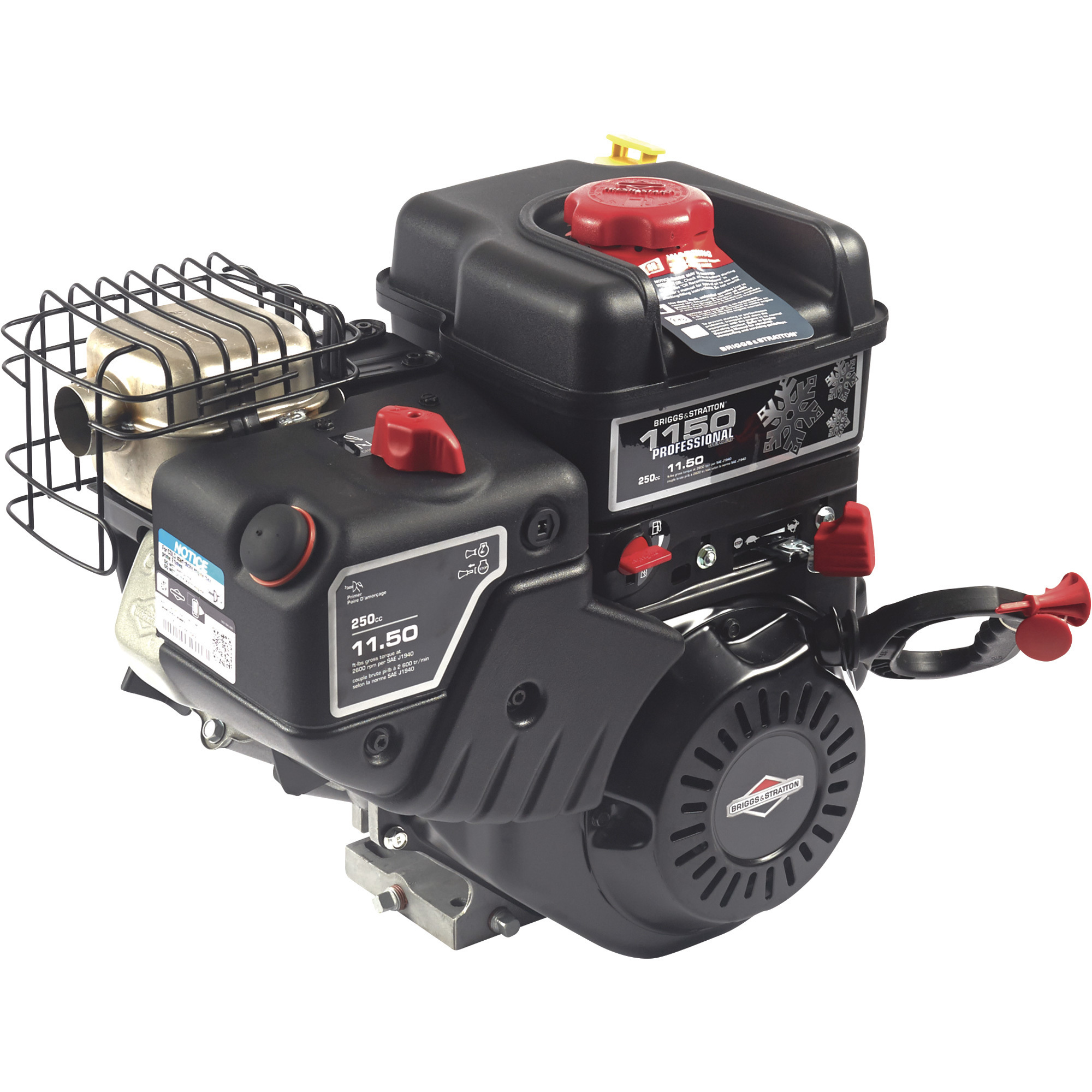 Briggs & Stratton Snow Blower Engine with Electric Start, 250cc, 1in. x 2.761in. Shaft, Model# 15C134-3023-F8